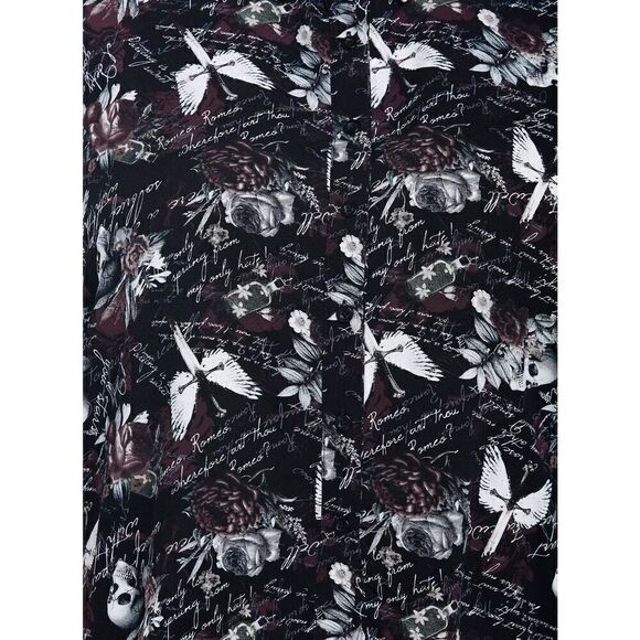 Dark Romance Script Boxy Girls Crop Woven Button-Up Plus Size 1 - Picture 8 of 10